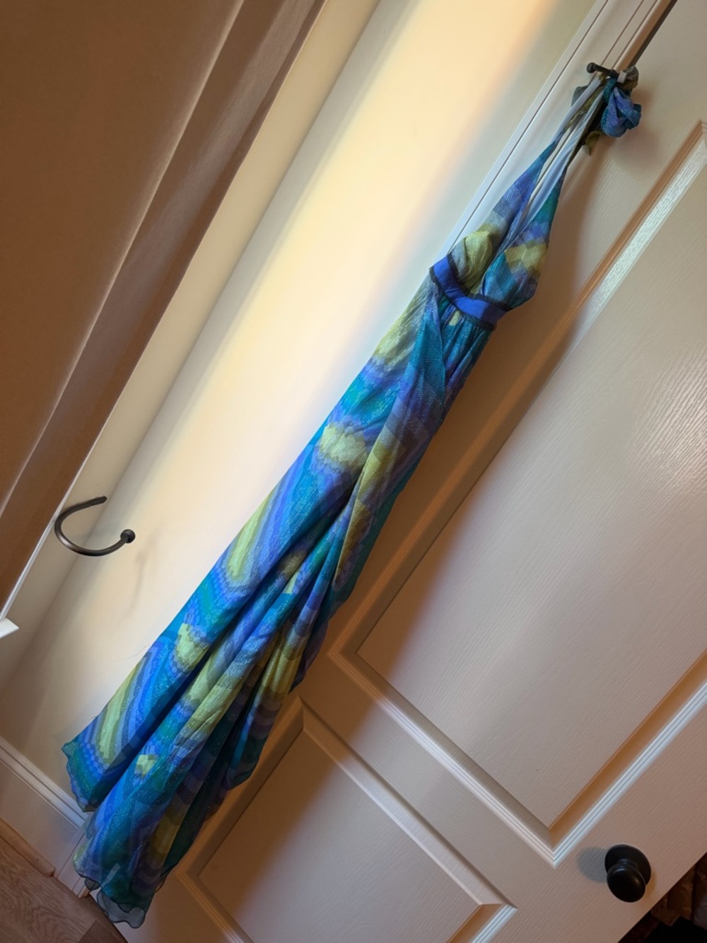 BCBGMaxAzria Blue and Green Halter Backless Maxi Dress